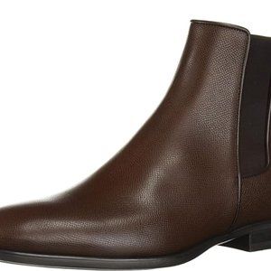 AQUATALIA Adrian Men’s Chelsea Boots Brown Embossed Leather 9.5US MADE IN ITALY
